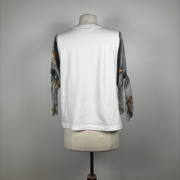 Basic Tee with Satin Sleeves with Ties - Picture 3 of 5